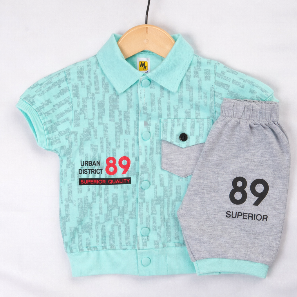 Cute Baby Outfit Yellow Shirt & Grey Shorts