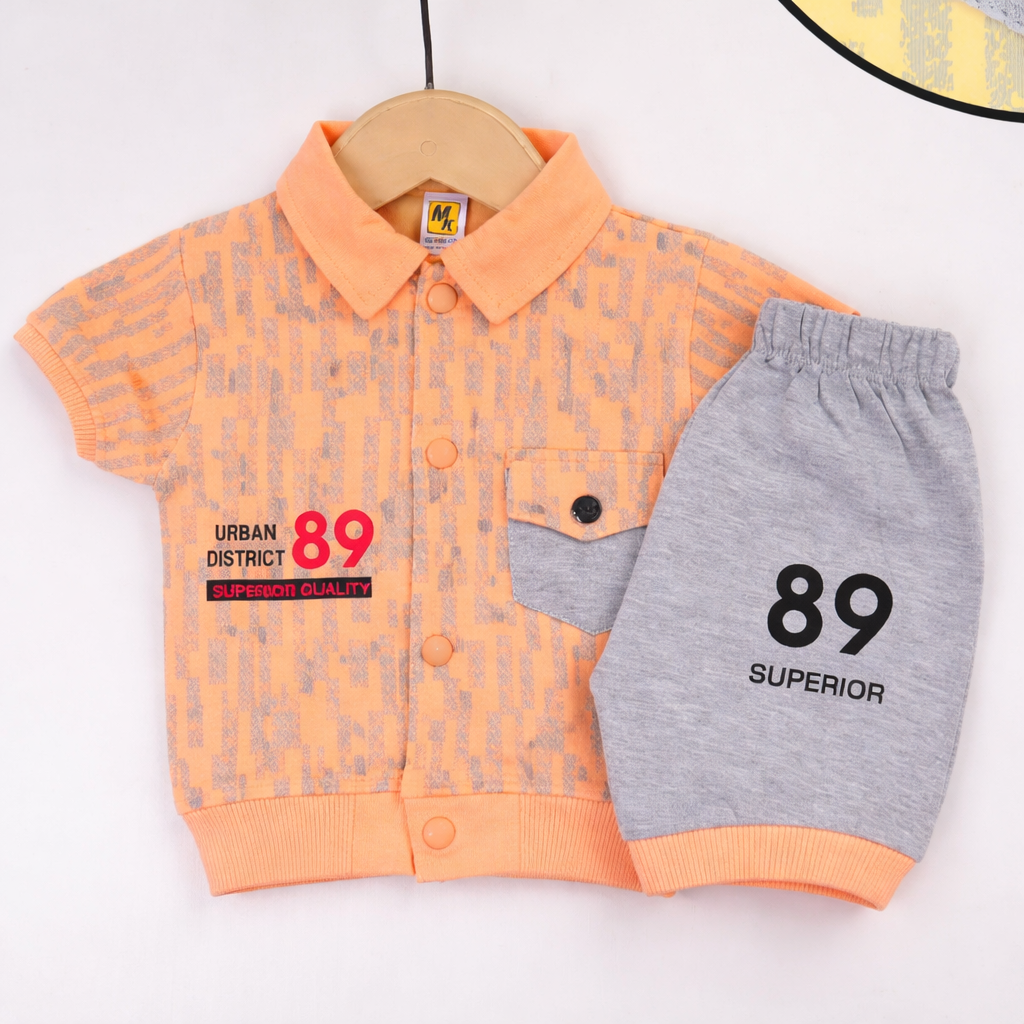 Cute Baby Outfit Yellow Shirt & Grey Shorts